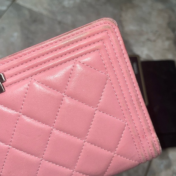 CHANEL boy pink flap long wallet lambskin quilted dust bag included - Picture 7 of 16